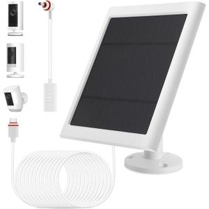 IP65 Solar Panel Outdoor for Ring Cameras (White 1P) Spotlight Cam Plus/Pro(Battery) Stick Up Cam/Pro Wireless Outdoor with 10FT/3M Long Cable Dustproof Waterproof