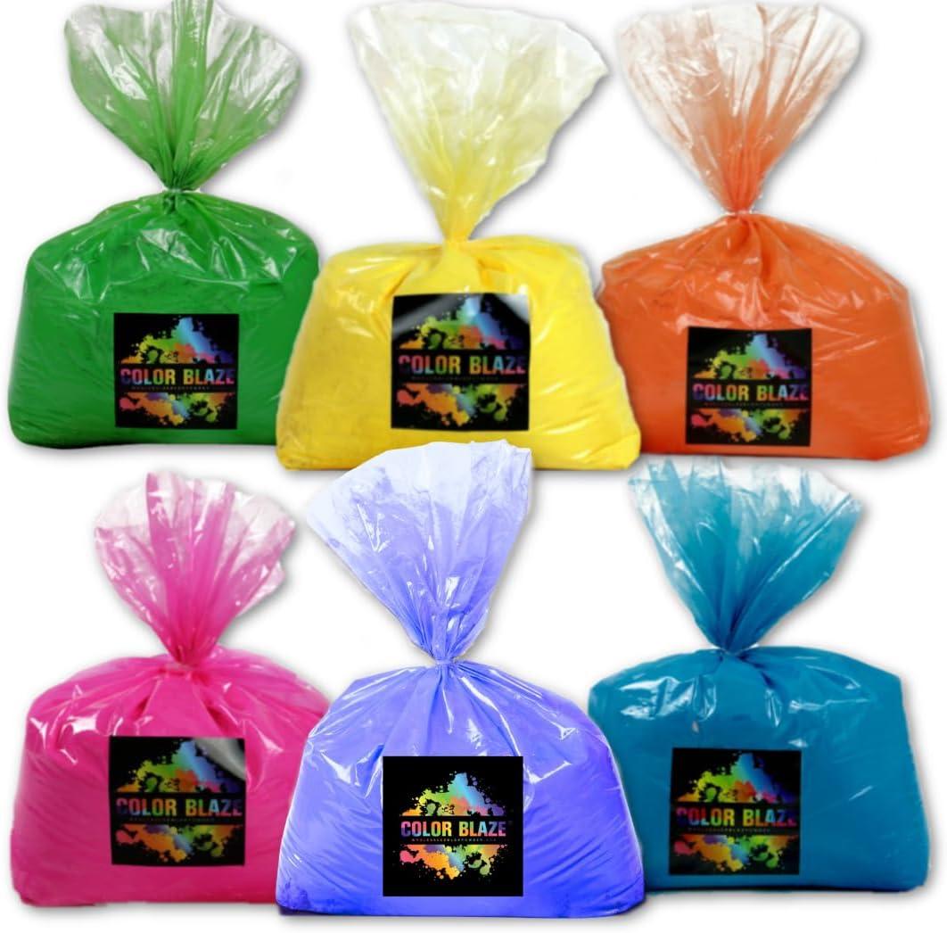 Color Blaze Color Run Powder - 5 lbs of Each Color - Pink, Orange, Yellow, Green, Blue, Purple - Non-Toxic, Washable Color Powder - Pack of 6 Bags - 30 Pounds in Bulk