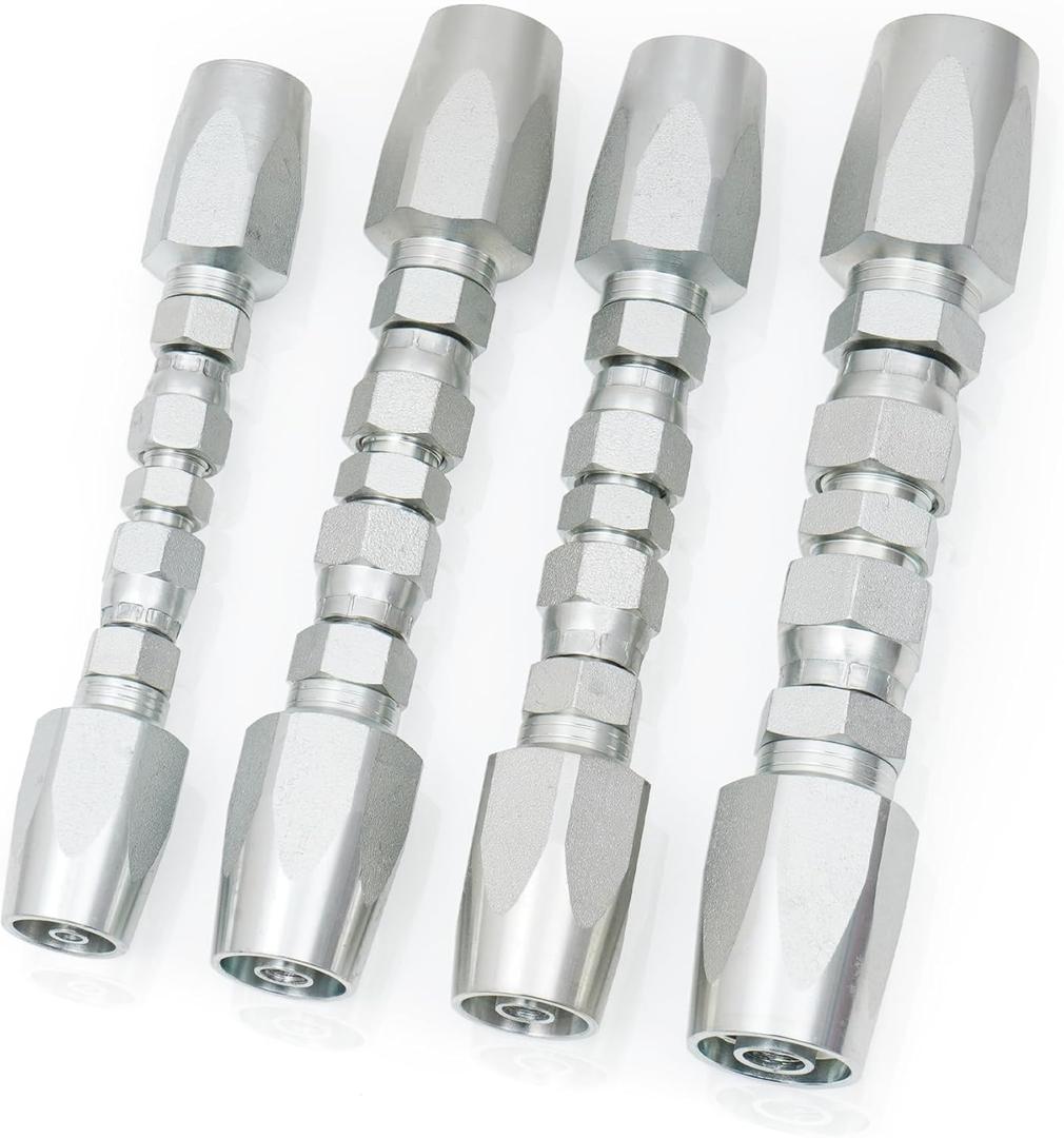 Nisorpa 4 PCS Hydraulic Hose Repair Fittings Kit, Reusable 1/2'' 3/8'' 1/4'' Inner Diameter for Size #08#06#04 Hydraulic Hose