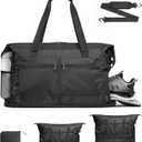 TOPEAST Foldable Travel Bag for Men & Women, 65L Weekender Overnight Duffle Bag for Travel, Expandable Airline Approved Carry-On with Shoe Compartment, Lightweight Personal Item Bag, Water-resistant