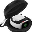 Storage Box Compatible Apple Watch Series 11/10/9/8/7/6/5/4/3/2/1/SE3/SE2/SE, Portable Travel Case fit iWatch 46mm 45mm 44mm 42mm 41mm 40mm 38mm AirPods Pro/3/2/1 Charging Dock,Black