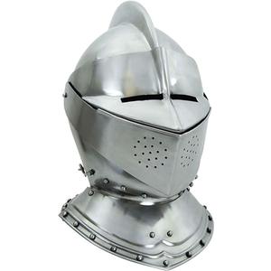 English Close Helmet Medieval Armor Silver