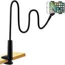 Gooseneck Universal Phone Holder for Bed, Desk, Headboard, Bed, Bedside, Table, Lazy Bracket Flexible Gooseneck Long Arm Stand 360 Adjustable , Overhead Cell Phone Clamp Mount, for All 3.5-7 Devices