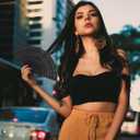 SEWACC Silk Folding Fan Hand Held Wood Hand Fan Chinese Japanese Vintage with Tassels for Women Ladies Home Decoration Black