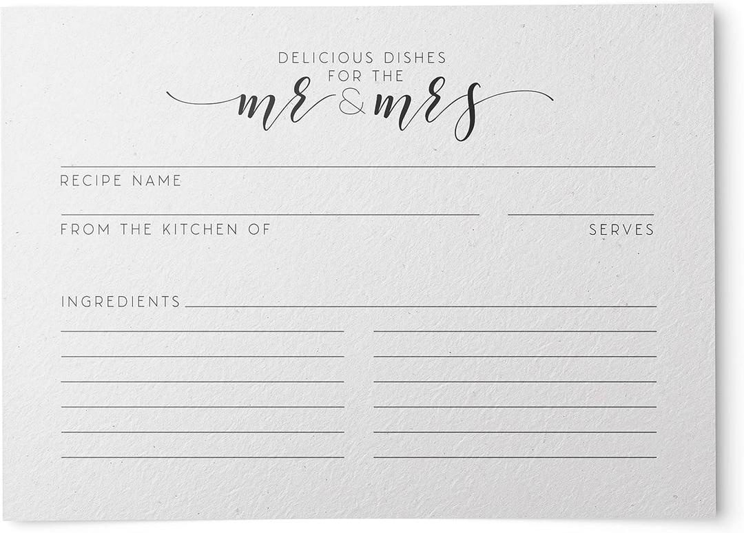 Dashleigh Newlywed & Bridal Shower Recipe Cards from, 48 Cards, 4x6 inches, Water-Resistant and Double-Sided (Vintage Newlywed)