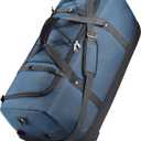 Rolling Duffle Bag with Wheels,110L/140L Expandable Soft-Sided Foldable Duffle Bag with 2 Rubber Wheels,Packable 32 Rolling Carry-On with Multi-Pockets & Compartments (Dark blue), 31.5"x14.2"x15" / 31.5"x14.2"x19"