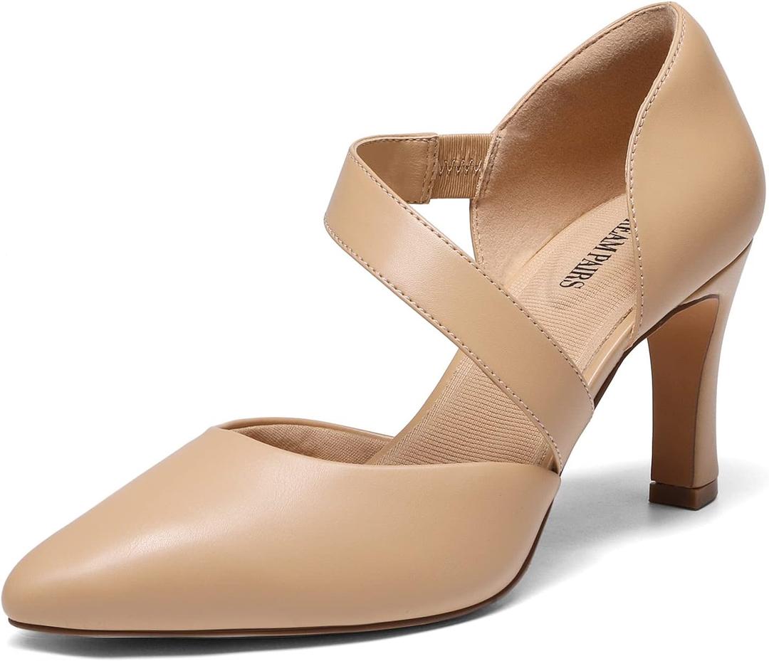 DREAM PAIRS Women's High Heels Pumps Dress Closed Pointed Toe Comfortable D'Orsay Pumps Shoes for Work Office Wedding Dancing (9.5)