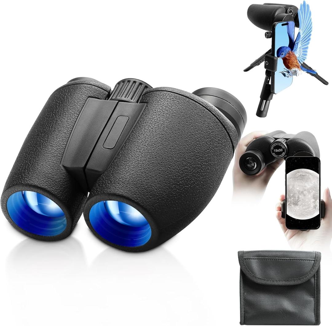 8x30 Adult Binocular with Tripod and Phone Adapter, High Power Binocular Waterproof Compact Binoculars for Bird Watching Hiking Travel Hunting Golf Ship Cruise Concert Kid