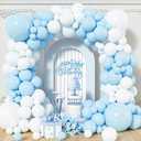 Blue and White Balloons Arch Kit, 120 Pcs Pastel Light Blue Balloon Garland, 18 12 10 5 Inch Latex Balloon for Boys Birthday Baby Shower Gender Reveal Anniversary Wedding Engagement Party Decoration