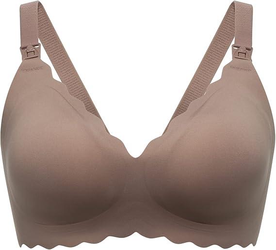Momcozy Nursing Bras for Breastfeeding, Seamless Pregnancy Maternity Bra Wireless Classic Jelly Strip Support Nursing Bra, L