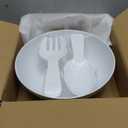 TP Melamine Salad Bowl with Utensils, 12-Inch Large Serving Bowl for Fruits Snacks Pasta, White