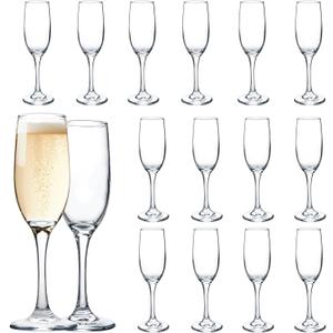UMEIED Set of 16 Champagne Glasses, Champagne Flutes with Classic Shape, Long stem Sparkling Wine glasses for Wedding, Restaurant, Bar, Wine Toasting, Clear (Transparent)