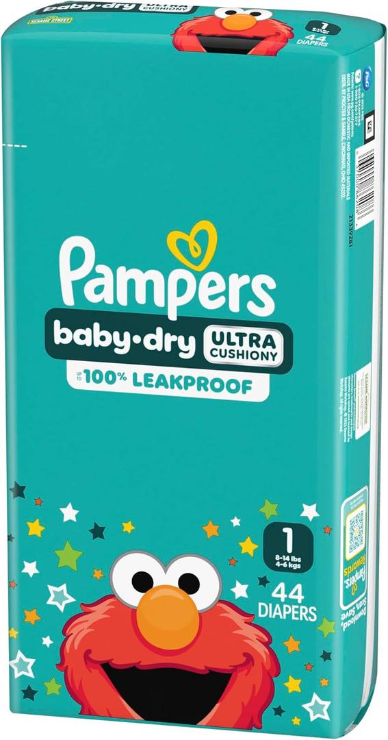 Pampers Diapers - Baby Dry - Size 1, 44 Count, Absorbent Disposable Infant Diaper 