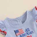 Toddler Baby Girl 4th of July Outfit American Flag Flying Sleeve Plaid A-line Dress Cute Girls Fourth of July Dress (6-12 Months)