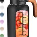 84oz Glass Pitcher with Lid and Handle Borosilicate Glass Water Jug/Carafe for Hot & Cold Beverages, 2.5Liter Large Pitcher with Silicone Sleeve & Wide Mouth, Fridge Safe for Iced Tea, Coffee, Juice