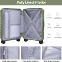 Luggage Sets 3 Piece, Carry On Luggage 20In With Spinner Wheels,PC Hardside Suitcase Set with TSA Lock,Durable Carry On Suitcase With Travel Backpack for Men (Military Green, 3 piece set (BP/20inch))