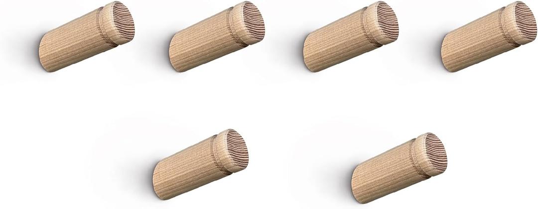 Wood Wall Hook, 6 Pack Natural Thick & Sturdy Wooden Coat Hooks Wall Mounted, for Hanging Towels Coats Plants, Entryway Hat Hanger (Ash Wood)