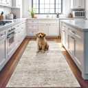 TOPRUUG 3x6 Washable Runner Rug: 6ft Runners for Hallways Soft Non Slip Kitchen Rugs for Bedroom Bathroom Entryway - Stain Resistant Vintage Floral Carpet (Beige/Ivory, 3X6)