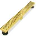 Neodrain 18-Inch Brushed Brass Linear Shower Drain with Removable Quadrato Pattern Grate,Professional 304 Stainless Steel Gold Rectangle Shower Floor Drain Manufacturer,Linear Drainwith Hair Strainer