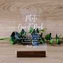 Clear Acrylic Photo Guest Book Signs with Wood Stand- 5”x 7" Clear Acrylic Wedding Reception Sign with Holder, Snap A Photo Sign for Wedding Reception & Event Party
