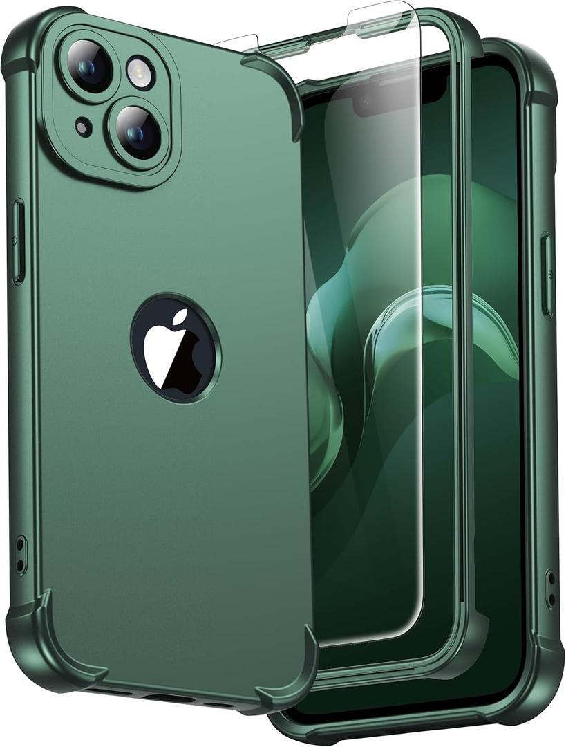 ORETECH for iPhone 14 Case, with [2 x Screen Protectors] [15 Ft Military Grade Drop Test] [Camera Protection] 360 Shockproof Slim Thin Phone Case for iPhone 14 Cover 6.1" - Green