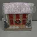 Christmas Scene Village Houses with LED Lights-Christmas mini Glow House Decoration-Wooden Crafts-Home Desktop Decorations Battery Operated Decoration for Winter Xmas Holiday Party L/UP VILLAGE