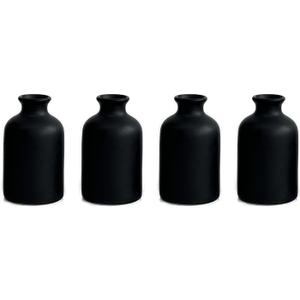 Small Black Ceramic Vase Set of 4, Modern Boho Minimalist Vases for Home Decor,Centerpiece,Decorative for Shelf,Bathroom,Farmhouse,Entryway Table,5inch