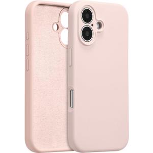 for iPhone 16 Plus Case Silicone,with [Full Camera Protection][Soft Anti-Scratch Microfiber Lining],Liquid Silicone Ultra Slim Shockproof Phone Case for Men Women Girls-Pink