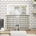 Clean Window Twill Stripe Anti-Dust Allergy/Pet Friendly Anti-Dust Sheer Cafe Curtain, 52" x 24, Black/Linen