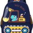Toddler Backpack for Kids, Small 3D Cartoon Preschool Backpack for Age 2-4 kids Daycare Nursery Backpack for School (3D Dinosaur Excavator, Dark Blue)