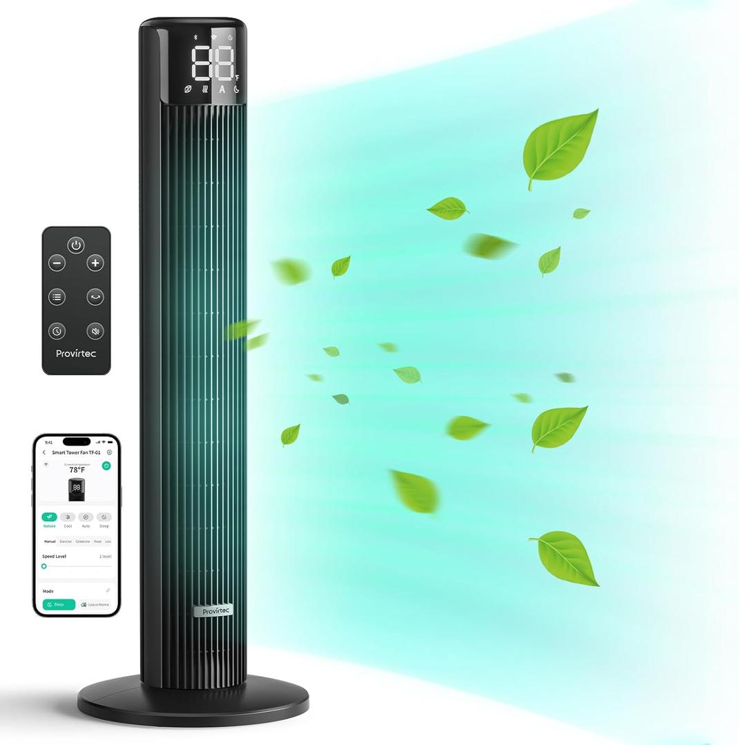 WindMaster Smart Tower Fan for Bedroom, 90 Oscillating Floor Fan Cold, Quiet Tower Fans for Home Bedroom, 36 inch Tall Standing Tower Fans 4 Modes 6 Speeds, 24H Timer Works with APP & Remote