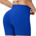 Runhit Women's Workout Biker Shorts - 3"/5"/8" High Waisted Tummy Control Spandex Booty Shorts for Volleyball Gym Yoga Dance (Blue, S)