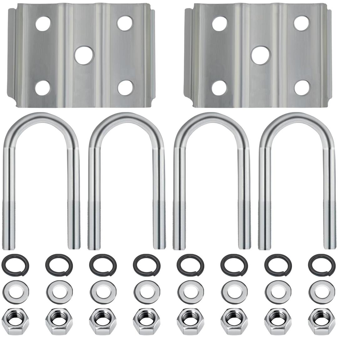 2 3/8 Inch Trailer Axle U Bolt Kit for 3500lbs 2-3/8" Round Axle 1-3/4" Leaf Springs 1 Set