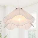 15.7" Pendant Lights Kitchen Island, 1-Light Flower Chandelier Modern Petal Fabric Ceiling Hanging Lighting Fixture Decor for Dining Room, Bedroom, Living Room, Entryway, Foyer, Nursery, 15.7" W x 10.2" H