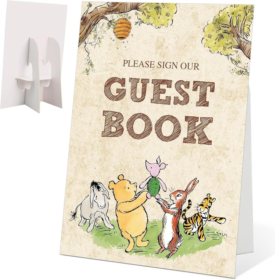 Please Sign Our Guest Book Sign for Baby Shower, Baby Shower Party Ceremony and Reception Decoration, Bear Themed Party Decoration, Gender Reveal Activities, Newborn Announcement Activities, 4