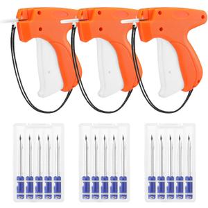 Honoson 3 Pieces Clothes Tagging Applicator Garment Tag Attacher Label Tagging Machine with 15 Pieces Steel Needles for Boutique Store Consignment Garage Yard Sale(Orange)