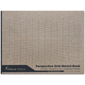 KOALA TOOLS | 2-Point Drawing Perspective Notebook (1 Unit) | 10.35" x 8", 60 pp. - Perspective Grid Graph Paper for Interior Design, Industrial, Architectural and 3D Design (1)