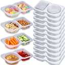 12Pcs Snack Pack Containers, Double Compartment Condiment Containers with Lids, Reusable Small Sauce Dipping Containers, Grab and Go Snack Containers, Disposable Snack Box Container for Kids Adults