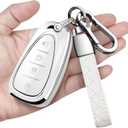 Sindeda for Chevrolet Key Fob Cover with Keychain Soft Full Protection Key Shell Key Case Compatible with 2016-2025 Chevy Equinox Malibu Spark Cruze Traverse Blazer (White, 4 Buttons)