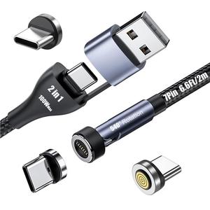 Magnetic Charging Cable 7 Pin Sereis 6.6Ft USB-C Cable with 3 Magnetic USB-C TipsFast Charging & Data Compatible for USB Type C Devices(1PCS/6.6FT/5407Pin/Black)