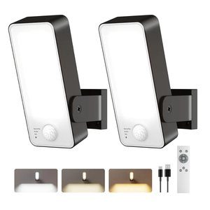 2 Pack Motion Sensor Outdoor Lights, 10000mAh Rechargeable Battery Operated Outdoor Lights with Remote, 3 Modes with Red Alert, Dimmable & 3CCT, Outdoor Security Lights for Porch