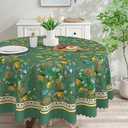 cusugbaso Round Spring Tablecloth 60 inches - Lemon Hummingbird Floral Green Spring Decorations for Home - Holiday Table Cloth Farmhouse Flower Spring Decor for Home, Party