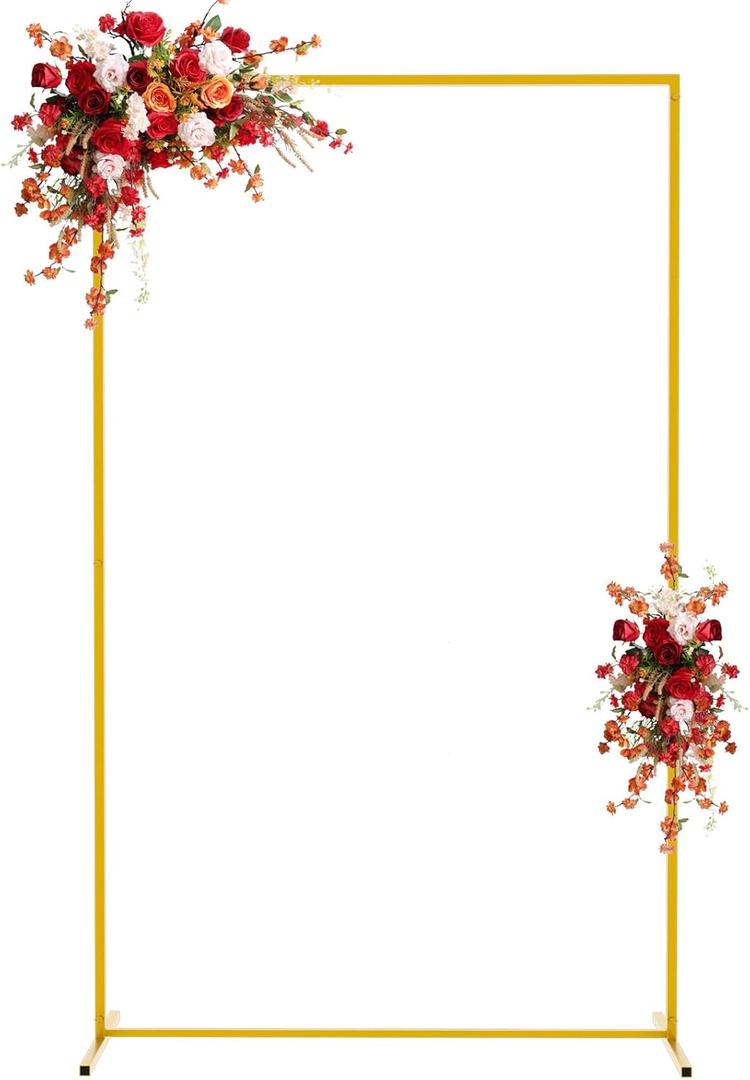 Asee'm 6.6FTx4FT Gold Wedding Arch Backdrop Stand Square Metal Rectangular Arch Frame for Ceremony Party Birthday Bridal Baby Shower Anniversary Arbor Balloon Decoration