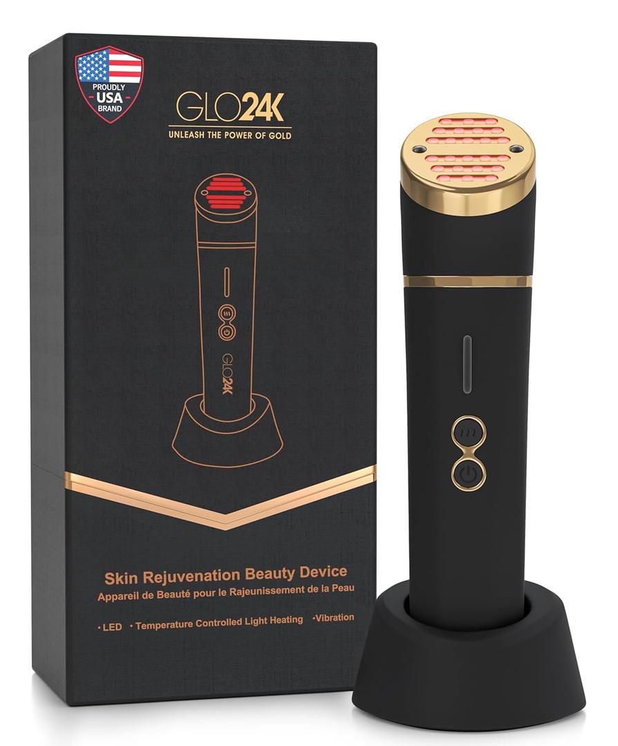 GLO24K Red Light Beauty Device for Face & Neck  3-in-1 Facial and Neck Massager with Triple LED & Advanced Vibration Technology GLO24K Red Light Beauty Device for Face & Neck  3-in-1 Facial and Neck Massager with Triple LED & Advanced Vibration Technology