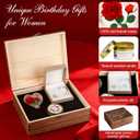 Preserved Roses with Heart Necklace & Candle, Mothers Day Gifts for Mom Eternal Flowers Rose Birthday Gifts for Women Girlfriend Wife Mom, To My Love Unique Gift On Mothers Day Anniversary