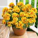 Fake Geraniums Artificial Flowers for Outdoors Winter Decoration, 6 Bundles Silk Geraniums UV Resistant Look Real Yellow Faux Flowers Plants for Front Door Garden Planter Patio Balcony Yard Home