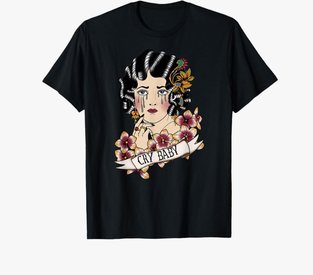 Cry Baby American Traditional, Old School Lady Tattoo T-Shirt 3XL
