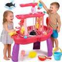 2026 Water Table for Toddlers 1-3 3-5 with Pump, 3-Tier Outdoor Sand Water Play Table Toys for Kids Ages 4-8 Outside Activity Sensory Summer Beach Pool Backyard Splash Pond Toys for Boys Girls Gifts