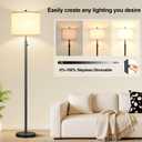 Nintiue 【Upgraded】 Dimmable Floor Lamp for Living Room, 11W LED Bulb Included, Modern Standing Lamp, Tall Pole Light with Linen Shade for Bedroom Reading Office Corner Nursery-Black