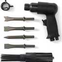 Pneumatic Needle Scaler 19 Needles and Air Hammer Pistol 4 Chisels 2 in 1